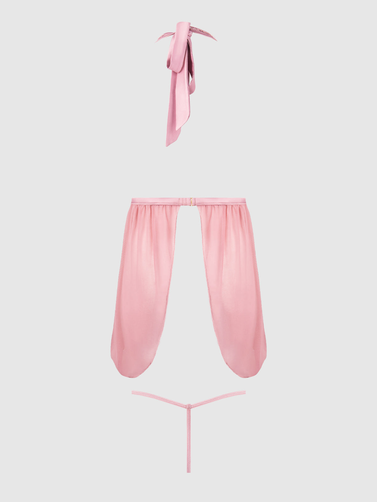 Blair Lace & Mesh Open Cup Babydoll & G-String Set Rose Pink