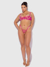 Nova Blacklight Glow Lace Pearl Bra & Crotchless G-String Set Pink Dragon
