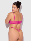 Nova Blacklight Glow Lace Pearl Bra & Crotchless G-String Set Pink Dragon