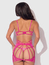 Nova Blacklight Glow Lace Bra, Skirt & G-String Set Pink Dragon