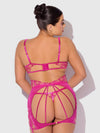 Nova Blacklight Glow Lace Bra, Skirt & G-String Set Pink Dragon