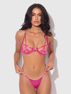 Nova Blacklight Glow Lace Bra, Skirt & G-String Set Pink Dragon