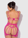 Nova Blacklight Glow Lace Bra, Skirt & G-String Set Pink Dragon