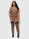Nova Blacklight Glow Lace Corset & Thong Set Black