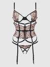 Nova Blacklight Glow Lace Corset & Thong Set Black