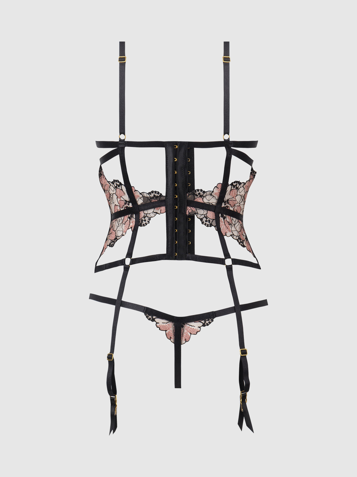 Nova Blacklight Glow Lace Corset & Thong Set Black