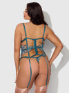 Nova Blacklight Glow Lace Corset & Thong Set Jaded Blue