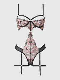 Queen Nova Blacklight Glow Lace Teddy Black
