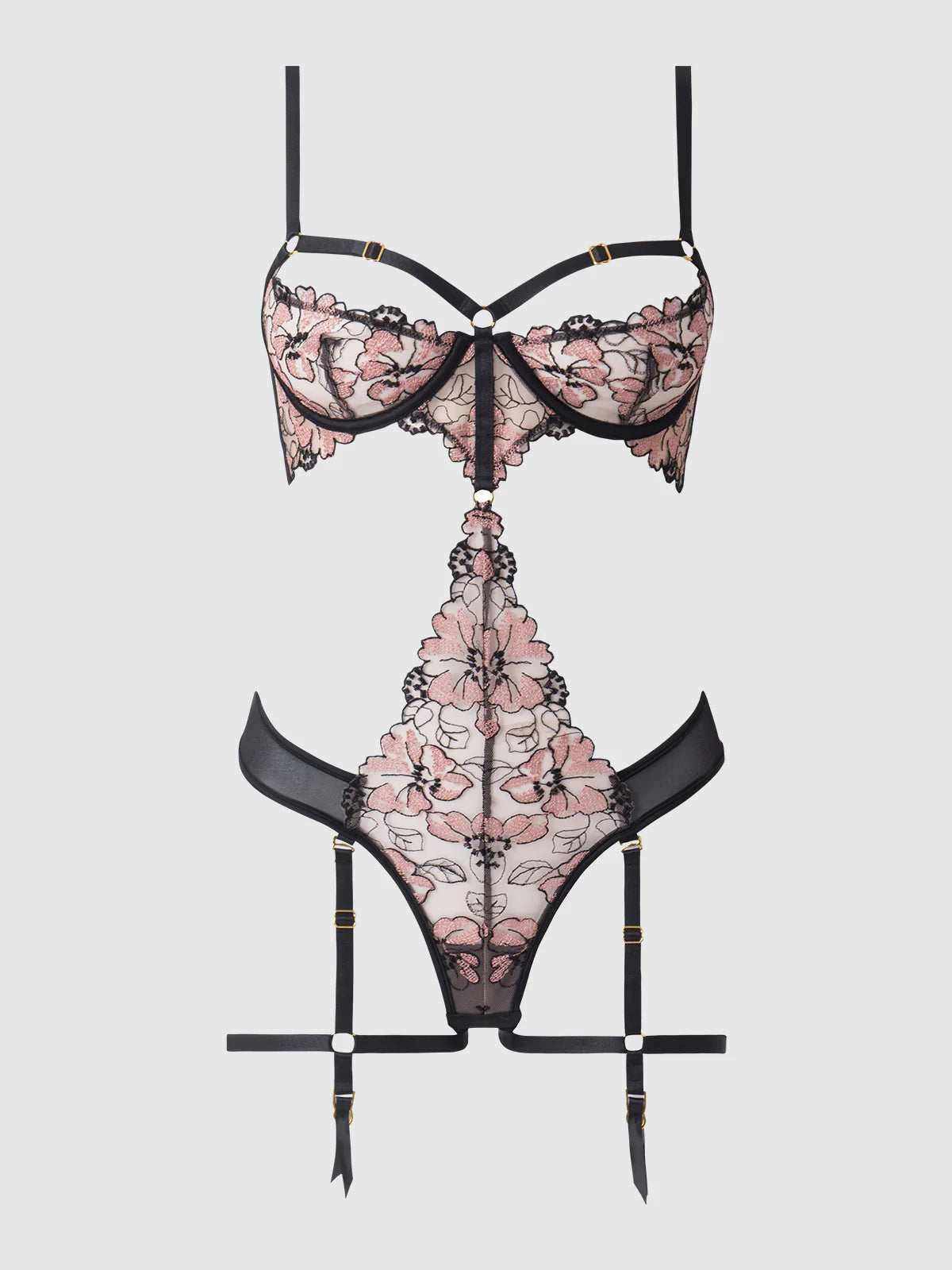 Queen Nova Blacklight Glow Lace Teddy Black