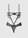 Queen Nova Blacklight Glow Lace Teddy Black