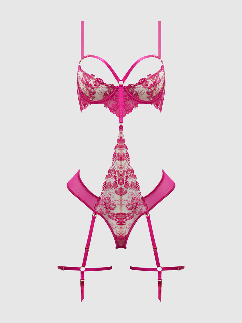 Nova Blacklight Glow Lace Teddy Pink Dragon
