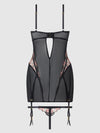 Nova Blacklight Glow Lace Chemise Set Black