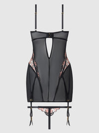 Nova Blacklight Glow Lace Chemise Set Black