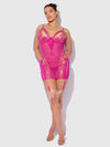 Nova Blacklight Glow Lace Chemise Set Pink Dragon