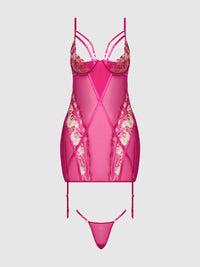 Nova Blacklight Glow Lace Chemise Set Pink Dragon