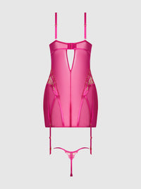 Nova Blacklight Glow Lace Chemise Set Pink Dragon