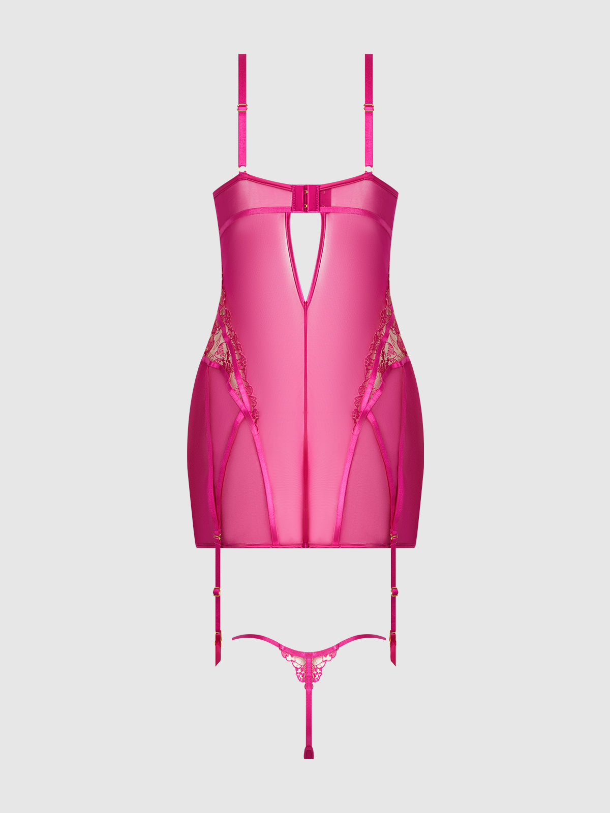 Nova Blacklight Glow Lace Chemise Set Pink Dragon