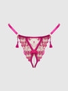 Nova Blacklight Glow Lace Crotchless Pearl G-String Pink Dragon