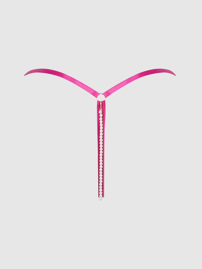 Nova Blacklight Glow Lace Crotchless Pearl G-String Pink Dragon