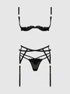 Ashley Alexiss Open Cup Bra, Garter & G-String Set