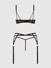 Ashley Alexiss Open Cup Bra, Garter & G-String Set