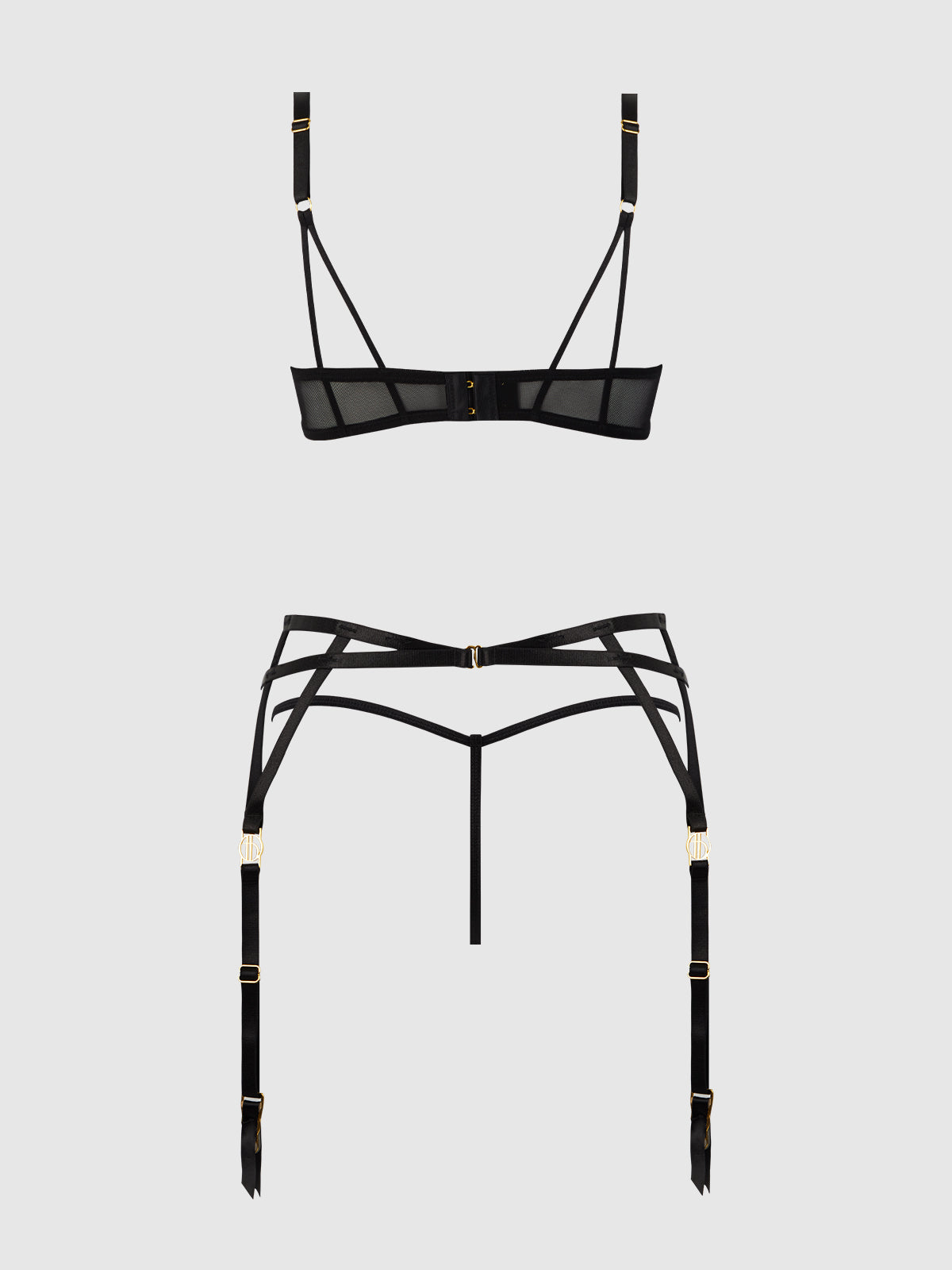 Ashley Alexiss Open Cup Bra, Garter & G-String Set