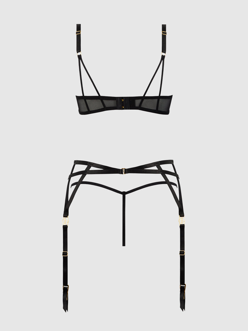 Ashley Alexiss Open Cup Bra, Garter & G-String Set