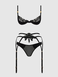 Ashley Alexiss Demi Bra, Bikini & Garter Set