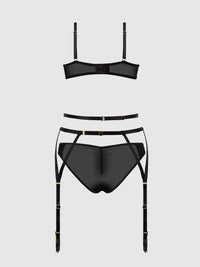 Ashley Alexiss Demi Bra, Bikini & Garter Set