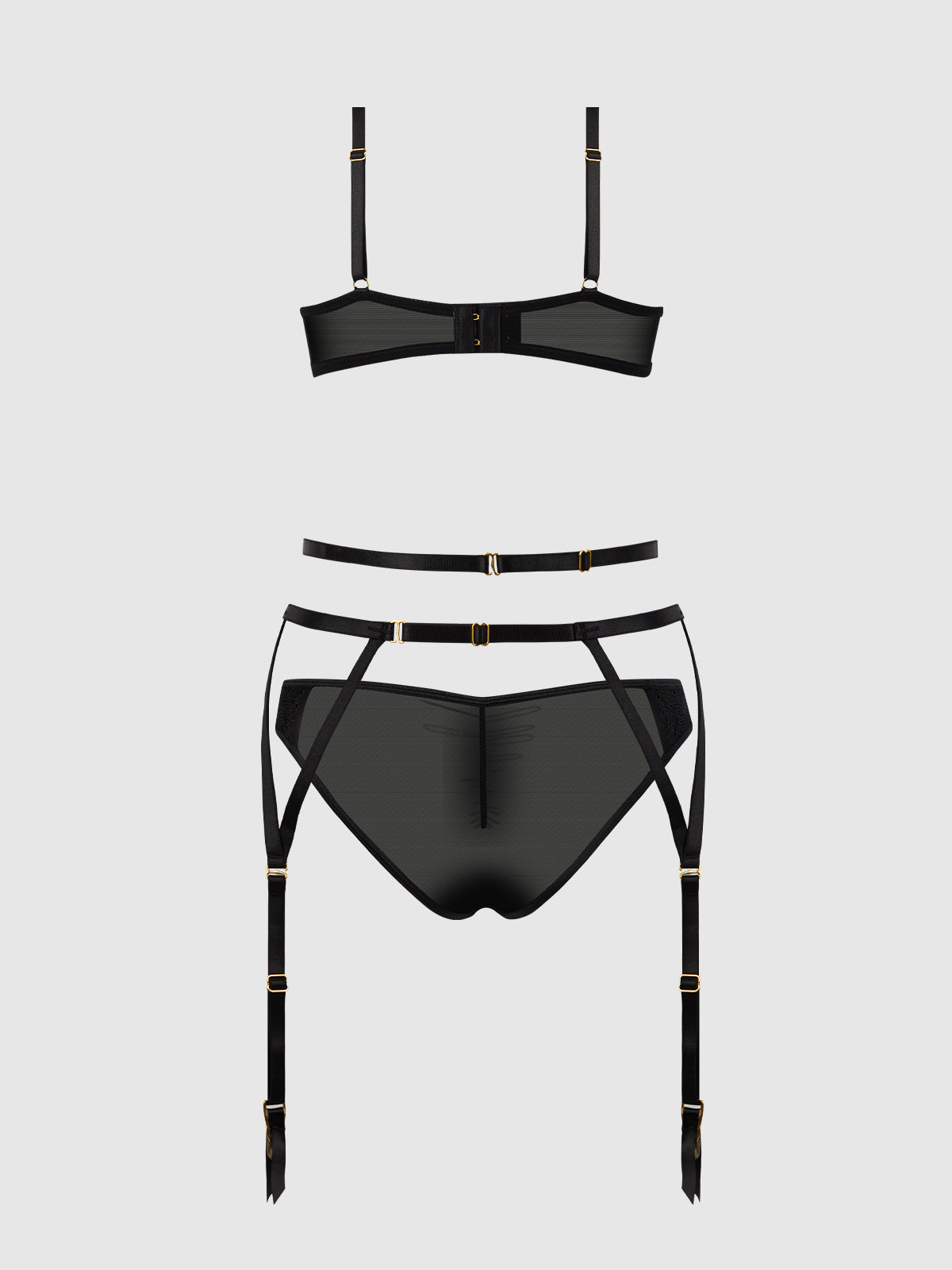 Ashley Alexiss Demi Bra, Bikini & Garter Set
