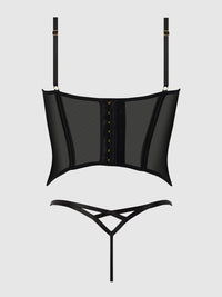 Ashley Alexiss Sheer Bustier & G-String Set Black