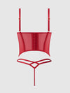 Ashley Alexiss Sheer Bustier & G-String Set Crimson Red