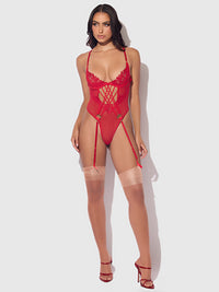 Ashley Alexiss Lace Teddy Crimson Red