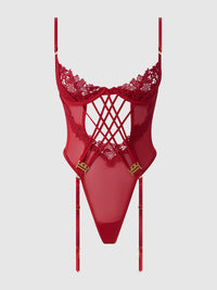 Ashley Alexiss Lace Teddy Crimson Red