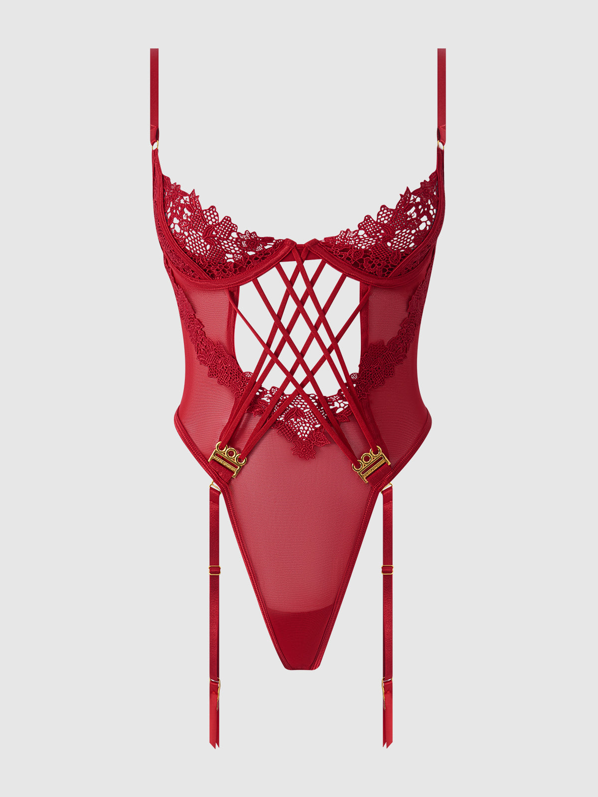 Ashley Alexiss Lace Teddy Crimson Red