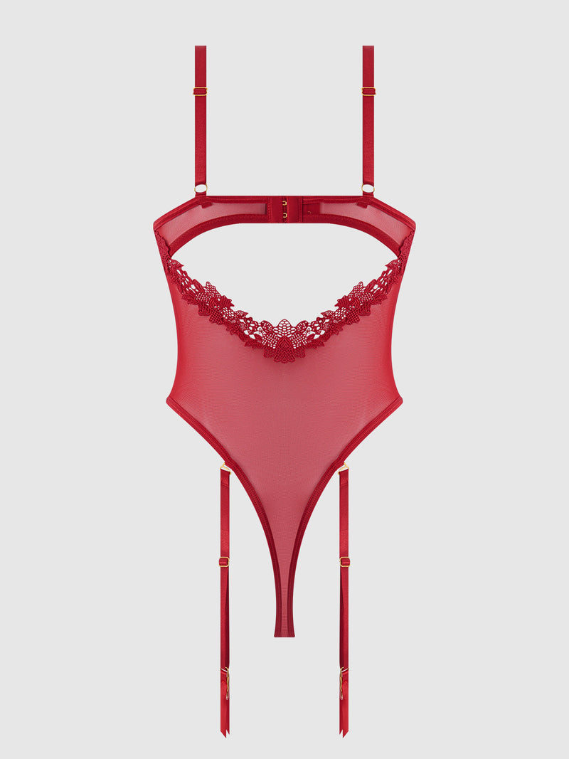 Ashley Alexiss Lace Teddy Crimson Red