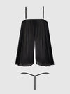 Ashley Alexiss Lace & Sheer Mesh Babydoll & G-String Set Black