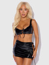 Trinity Patent Lace Up Bralette, Skirt & G-String Set Black