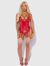Trinity Patent Lace Up Bustier & G-String Set Red