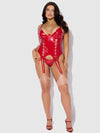Trinity Patent Lace Up Bustier & G-String Set Red