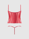 Trinity Patent Lace Up Bustier & G-String Set Red