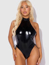 Trinity Patent Lace Up Halter Teddy Black