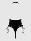 Trinity Patent Lace Up Halter Teddy Black