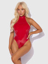 Trinity Patent Lace Up Halter Teddy Red