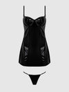 Trinity Patent Chemise & G-String Set Black