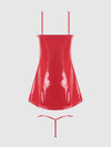 Trinity Patent Chemise & G-String Set Red