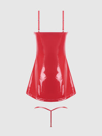 Trinity Patent Chemise & G-String Set Red