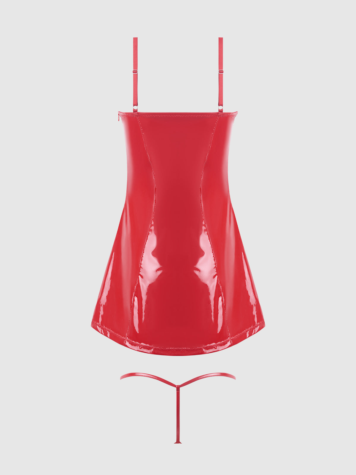 Trinity Patent Chemise & G-String Set Red