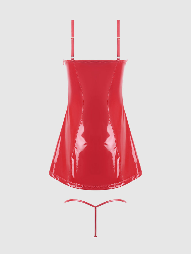 Trinity Patent Chemise & G-String Set