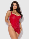 Trinity Patent Chemise & G-String Set Red